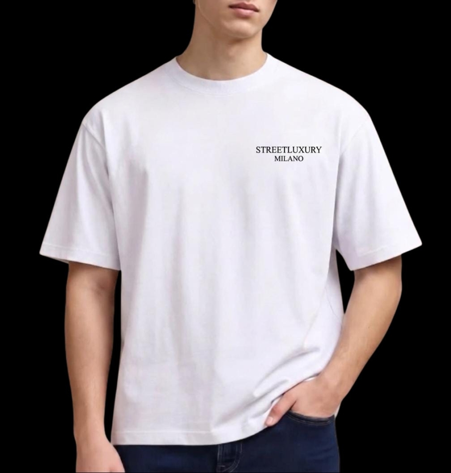 T-SHIRT STREETLUXURY - WHITE MILAN PURE COTTON LIMITED EDITION