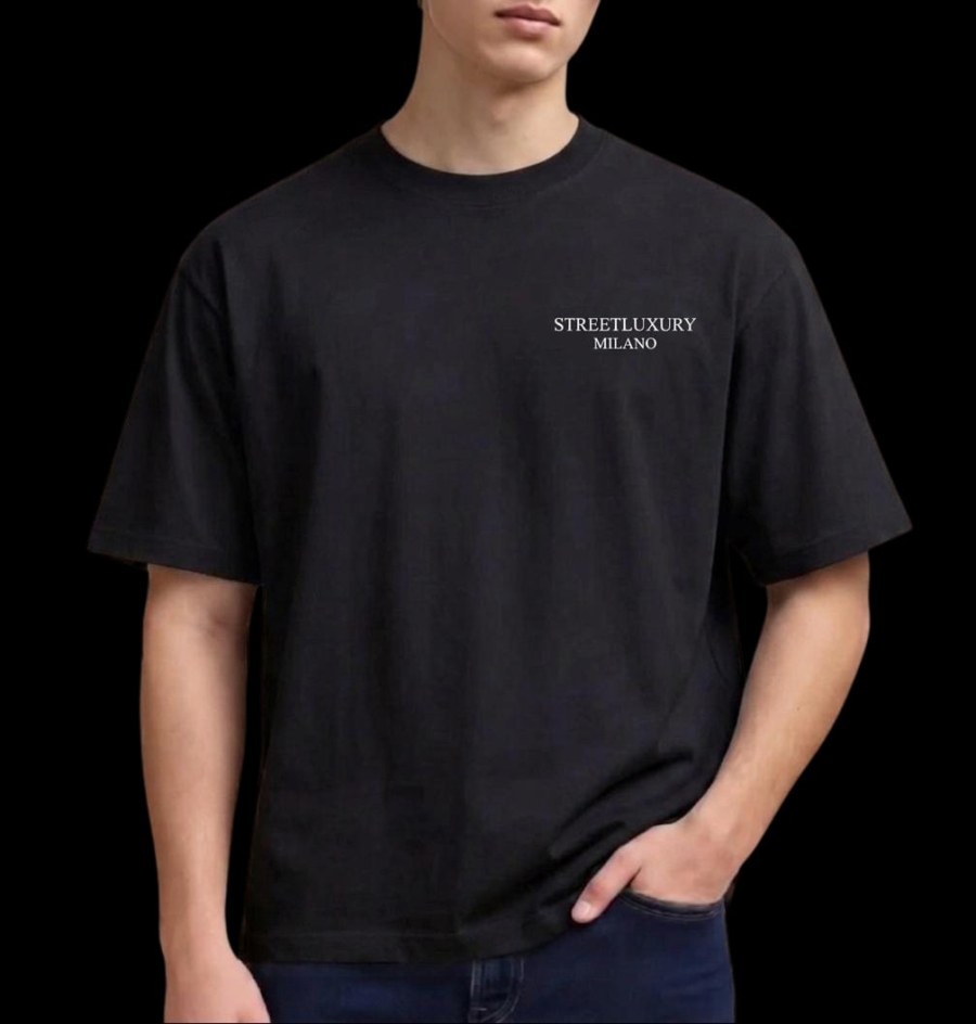T-SHIRT STREETLUXURY - BLACK MILAN PURE COTTON LIMITED EDITION