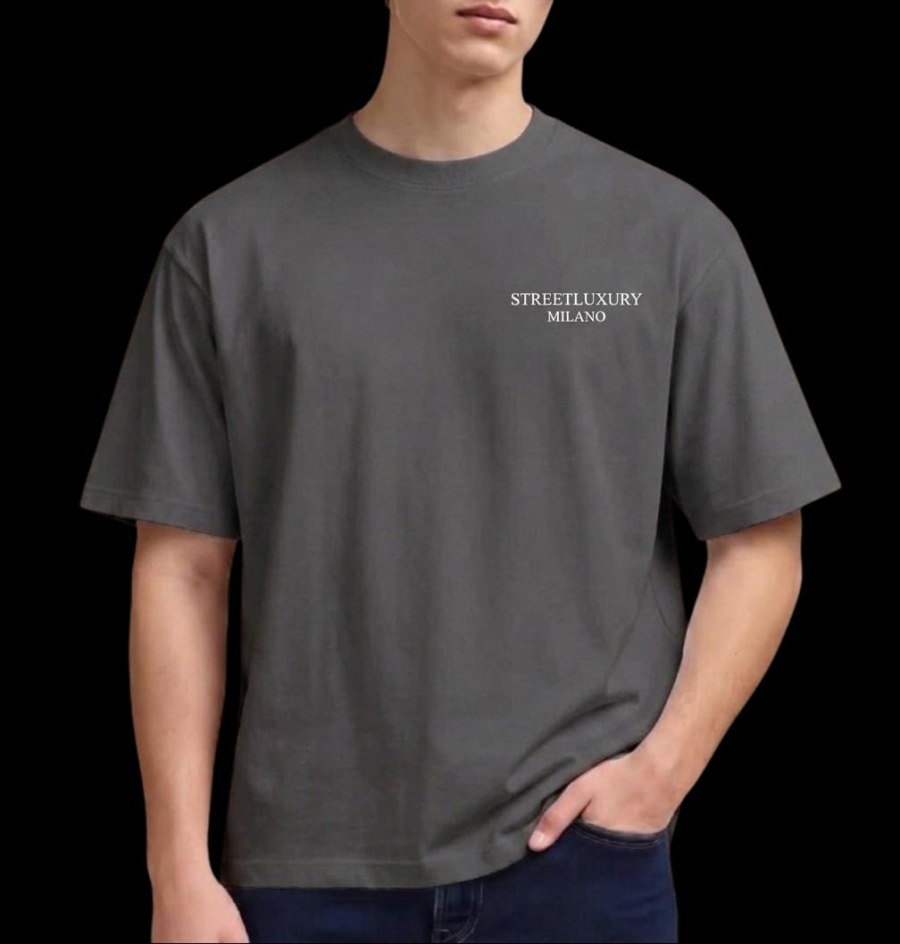 T-SHIRT STREETLUXURY - GREY NIGHT MILAN PURE COTTON