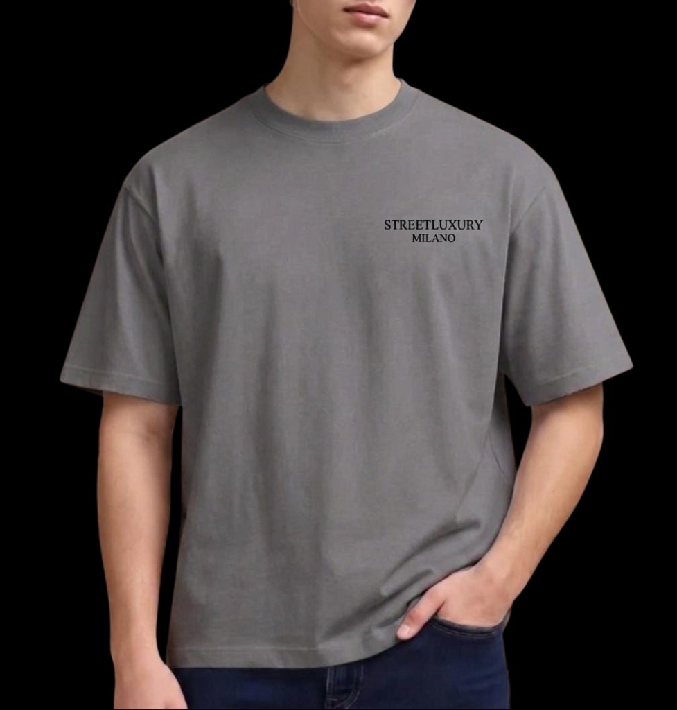 T-SHIRT STREETLUXURY - GREY MILAN PURE COTTON